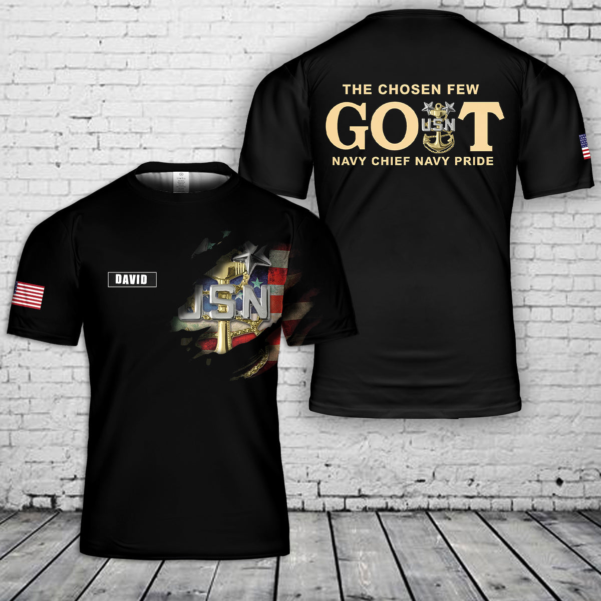Custom Name US Navy The Chosen Few 3D T-Shirt