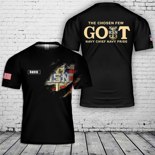 Custom Name US Navy The Chosen Few 3D T-Shirt