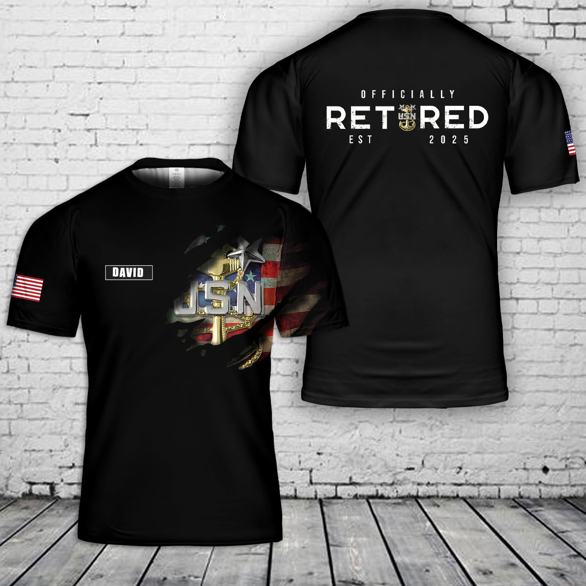 Custom Name & Retired Year US Navy Master Chief 3D T-Shirt