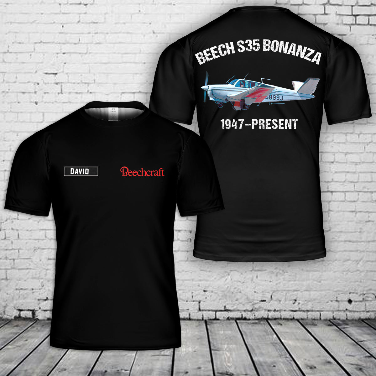 Custom Name Beech S35 Bonanza 3D T-Shirt