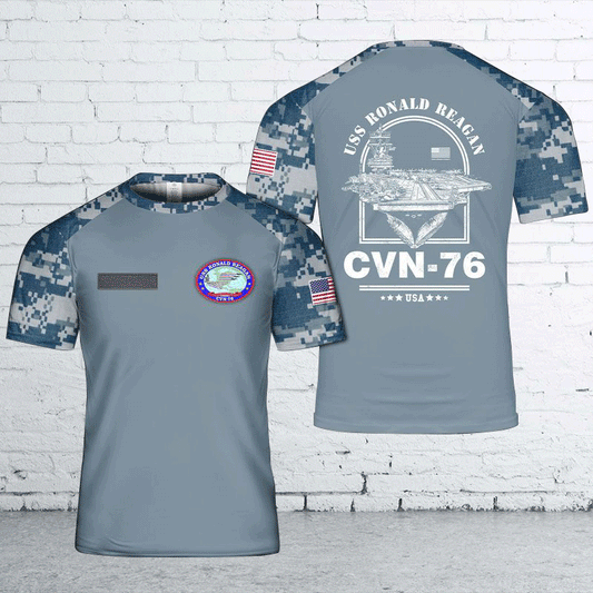 Custom Name US Navy USS Ronald Reagan CVN-76 3D T-shirt