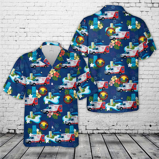 Napa, California, Napa County EMS Agency With Firework Hawaiian Shirt