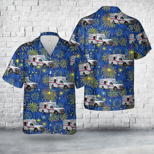 Nassau County Police EMS, Nassau County, New York With Firework Hawaiian Shirt