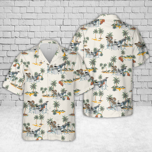 Neil Peart "Hockey Night in Canada" Drum Kit Hawaiian Shirt