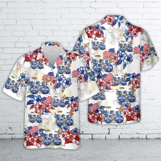 Neil Pearts Original RUSH Drum Set, 4th Of July Hawaiian Shirt