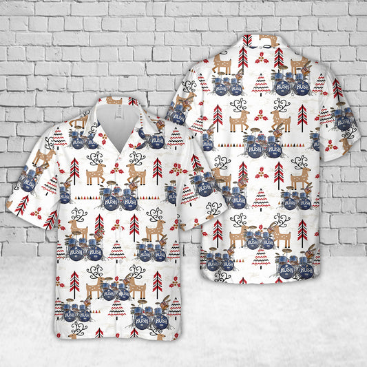 Neil Pearts Original RUSH Drum Set Christmas Hawaiian Shirt