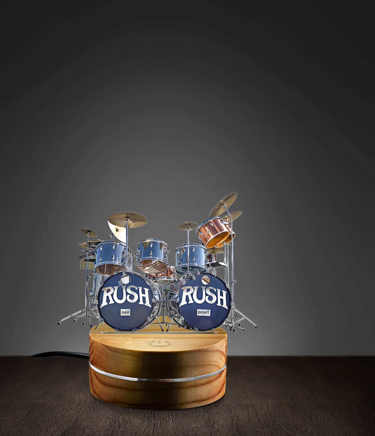 Neil Pearts Original RUSH Drum Set Custom Shape Photo Night Light