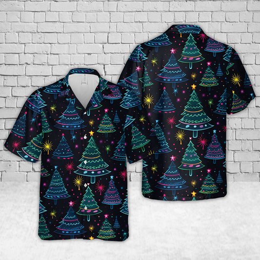Neon Christmas Trees Festive Christmas Delight Hawaiian Shirt