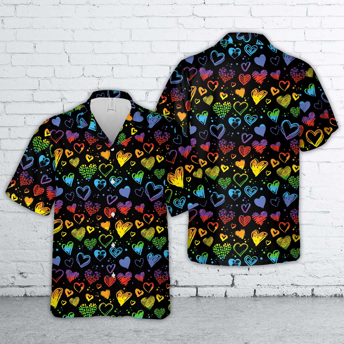 Neon Valentine Grunge Hearts Hawaiian Shirt