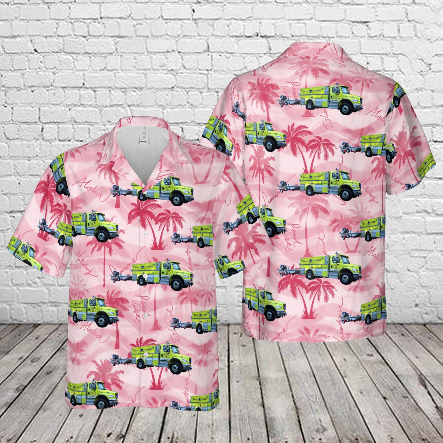 New Fairfield, Connecticut, Ball Pond Volunteer Fire Company Tanker 18 & Marine 17 Hawaiian Shirt