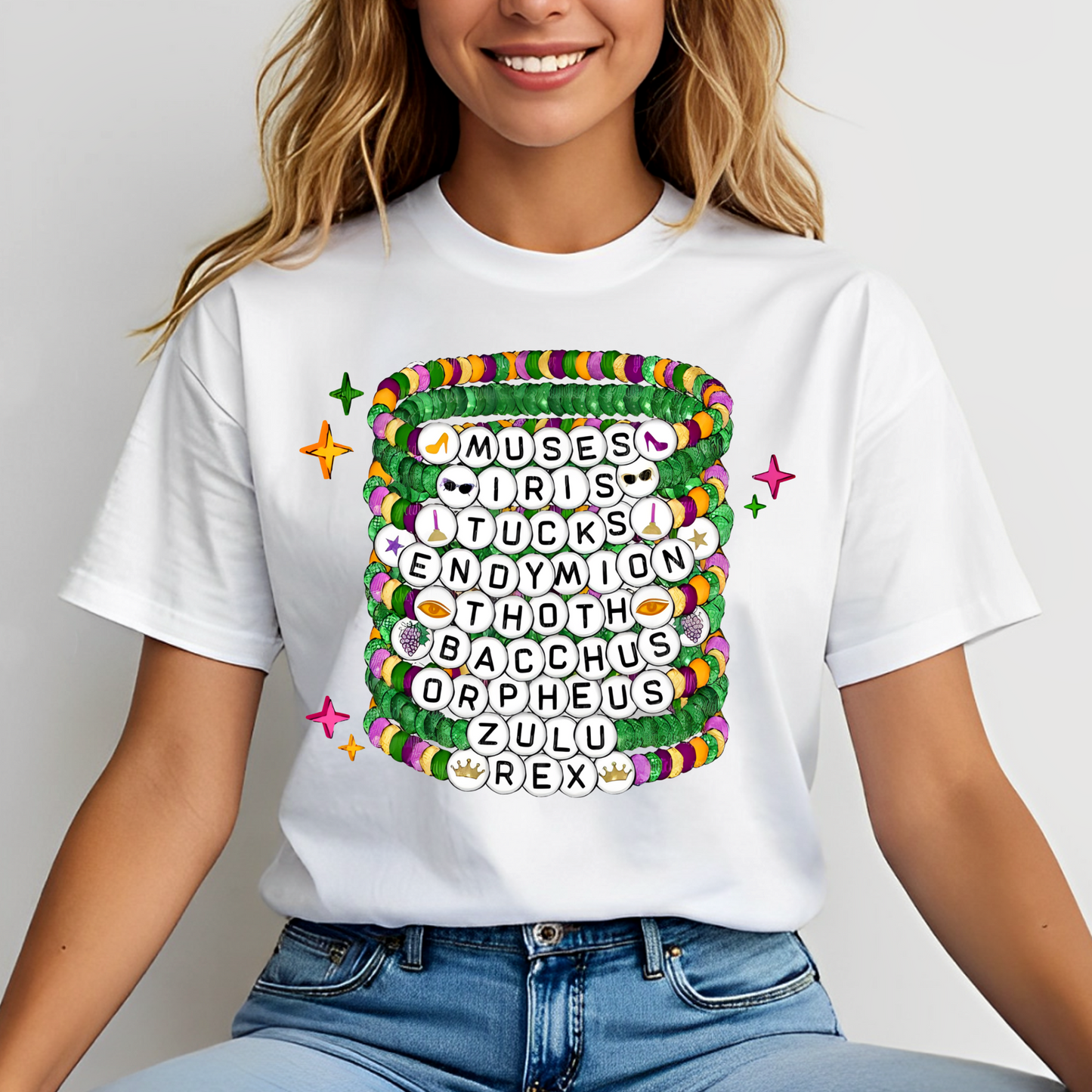 New Orleans Mardi Gras Parades Friendship Bracelets Classic Unisex T-Shirt Gildan 5000 (Made In US)