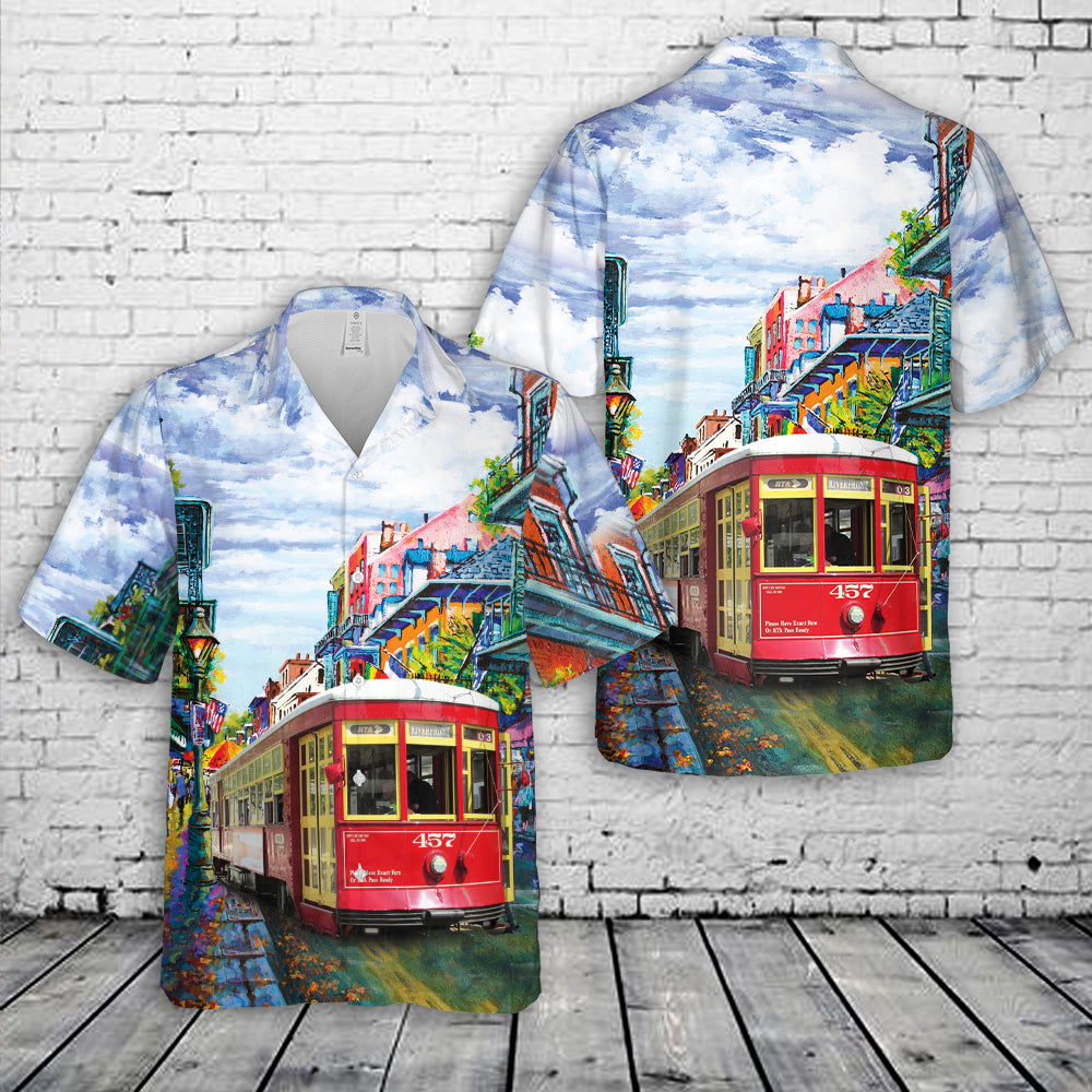 New Orleans Riverfront Streetcar Hawaiian Shirt