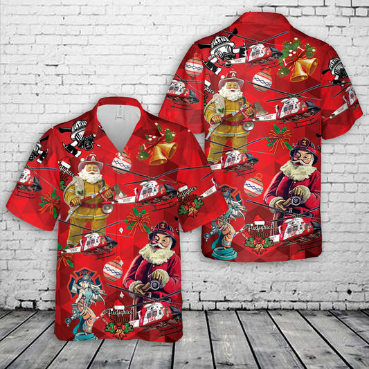 New South Wales Rural Fire Service Bell 412 Christmas Hawaiian Shirt