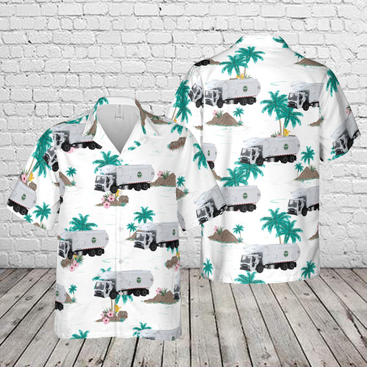 New York City Dept. of Sanitation DSNY Mack LR Front Loading Garbage Truck Hawaiian Shirt