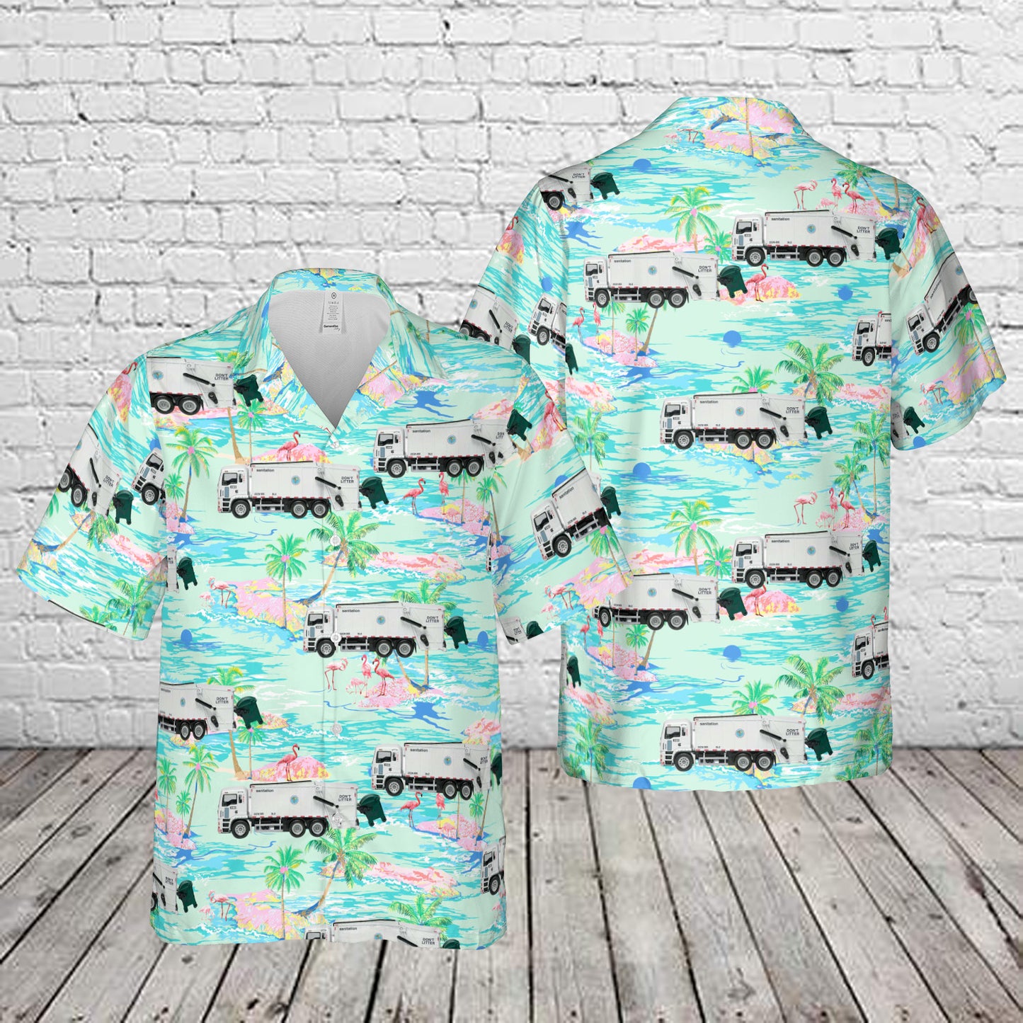 New York City Sanitation Department Garbage Truck Hawaiian Shirt