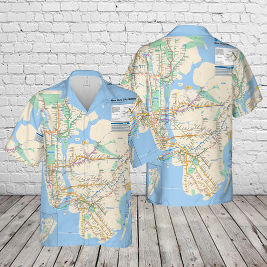 New York City Subway Map Hawaiian Shirt