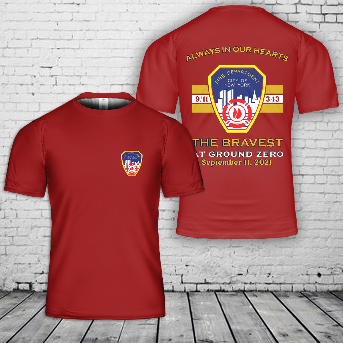 New York Fire Dept 9/11 Memorial 3D T-Shirt