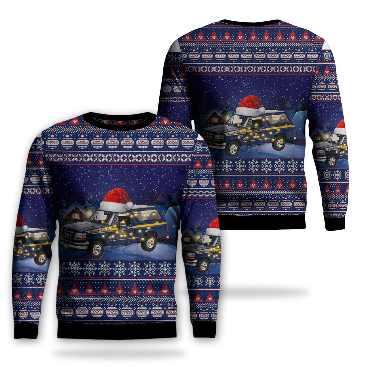 New York State Police - 1996 Ford Bronco XLT Christmas AOP Sweater