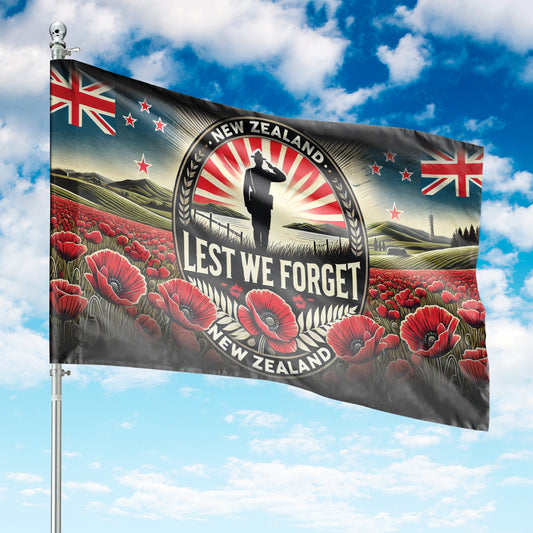 New Zealand Anzac Day Lest We Forget House Flag