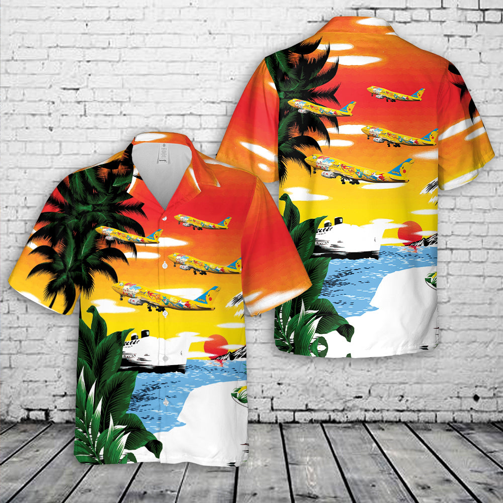 Nippon Airways Boeing 747-400 yellow pokemon Hawaiian Shirt