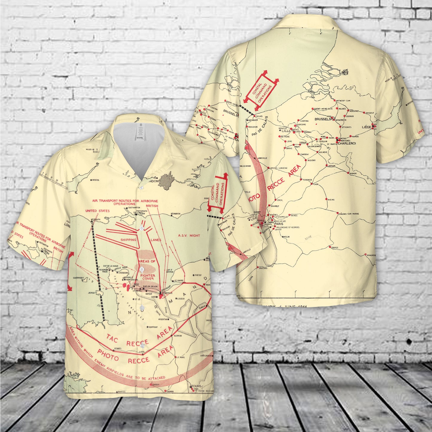Normandy landings 1944 map Hawaiian Shirt