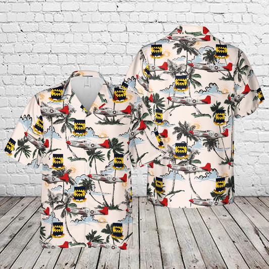 North American P-51D Mustang Red Tails Tuskegee Airman 332d Fighter Group Hawaiian Shirt