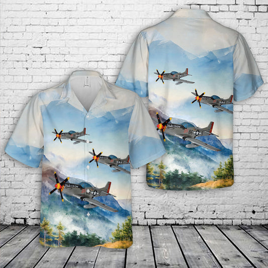 North American P-51 Mustang "Old Crow" WWII fighter plane Hawaiian Shirt