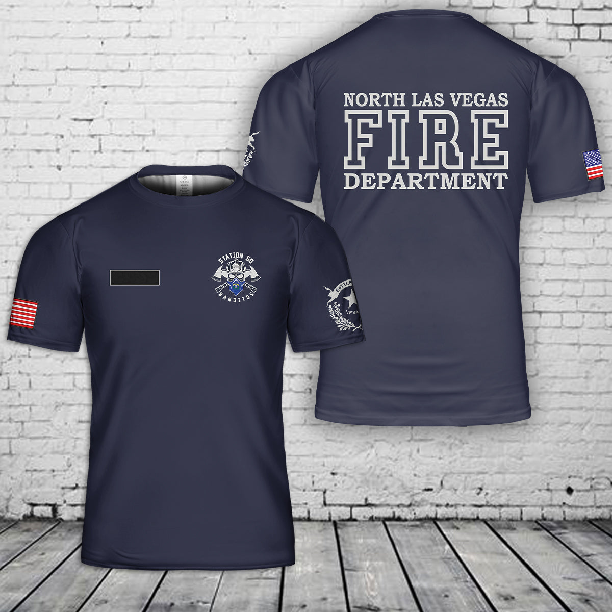 Custom Name North Las Vegas Fire Department (NLVFD) Station 50 T-Shirt 3D