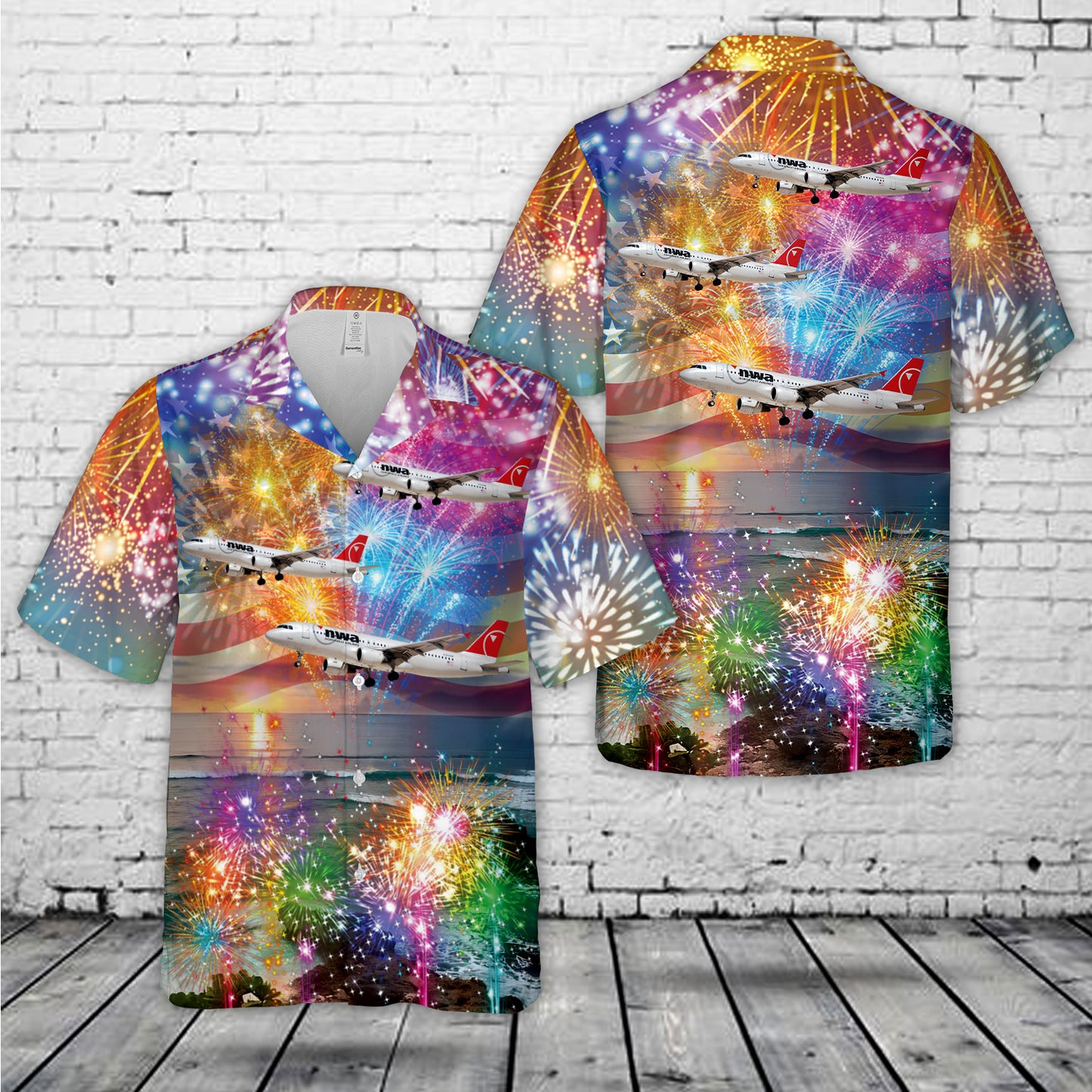 Northwest Airlines A320 (New Livery), 4th Of July Hawaiian Shirt