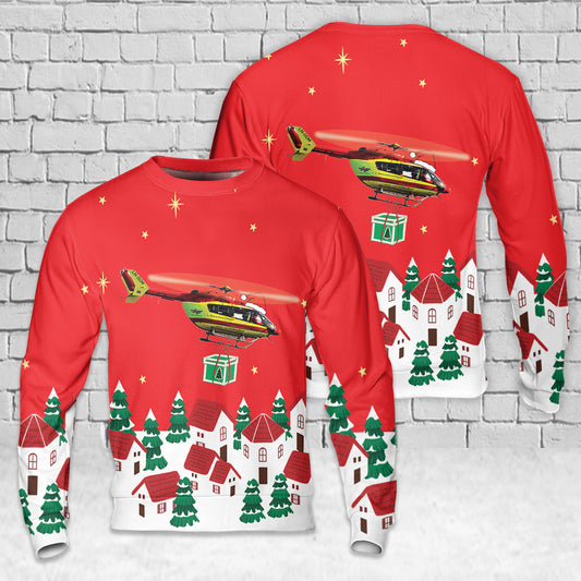 Norwegian Air Ambulance Eurocopter EC145 LN-OOM AOP Christmas Sweater