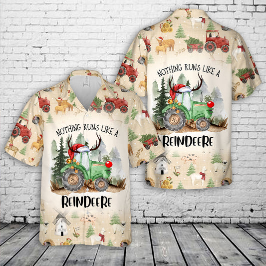 Nothing Runs Like A Reindeere Christmas Tractor Christmas Hawaiian Shirt