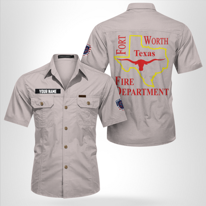 Custom Name Fort Worth, Texas, Fort Worth Fire Department Cotton cargo shirt