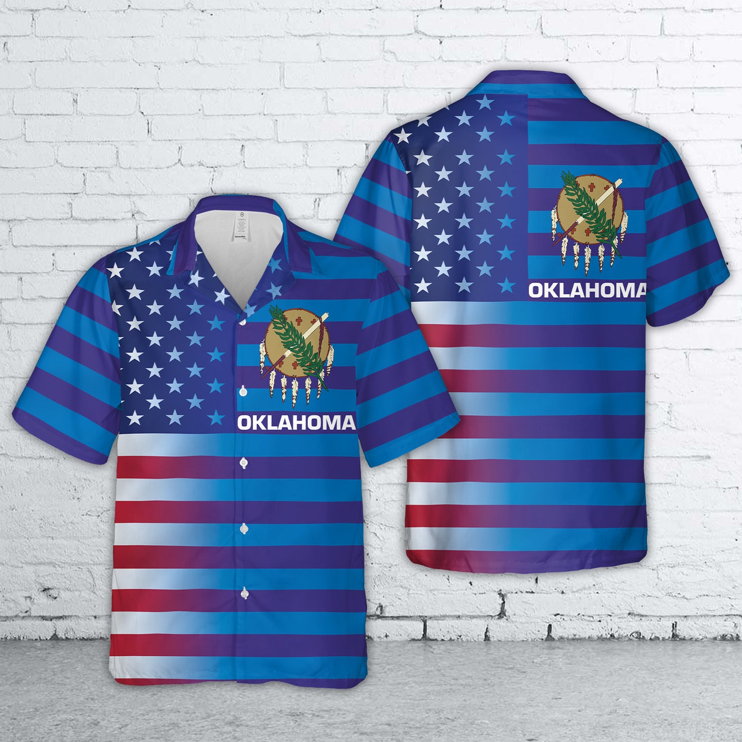 Oklahoma & American Flag Hawaiian Shirt