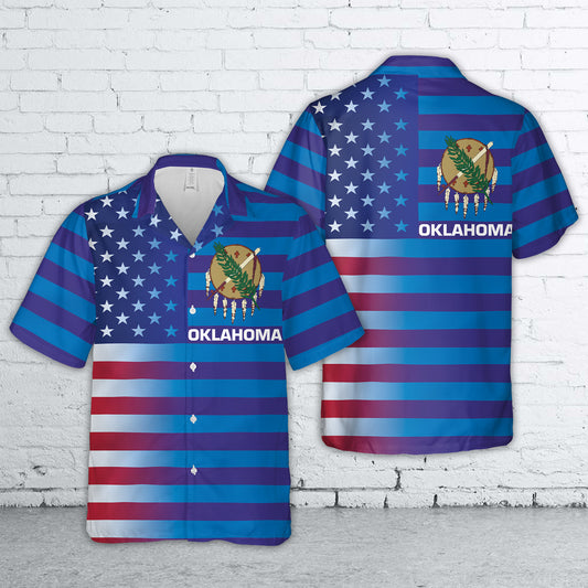 Oklahoma & American Flag Hawaiian Shirt