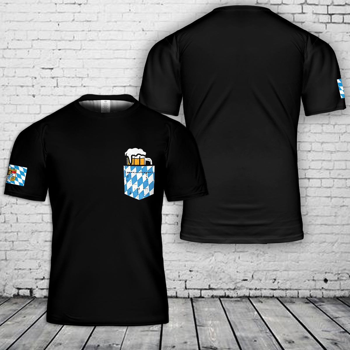 Oktoberfest Bavaria Flag Pocket 3D T-Shirt