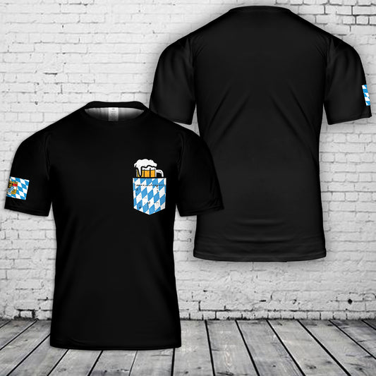 Oktoberfest Bavaria Flag Pocket 3D T-Shirt