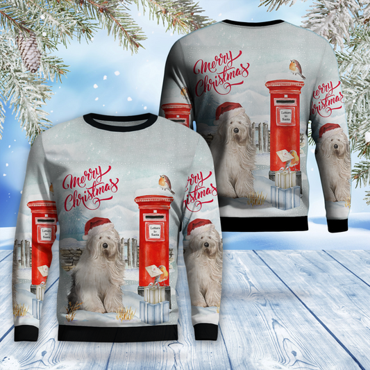 Old English Sheepdog Christmas AOP Christmas Sweater