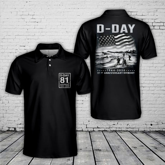Omaha Beach 1944-2025 D-DAY 81st Anniversary Polo Shirt