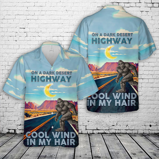 On A Dark Desert Highway Bigfoot Hawaiian Shirt