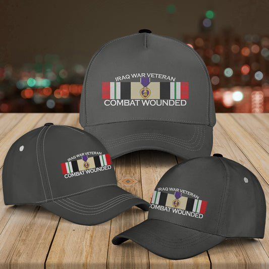 Operation Iraqi Freedom Veteran Combat Wounded Purple Heart Medal Baseball Cap