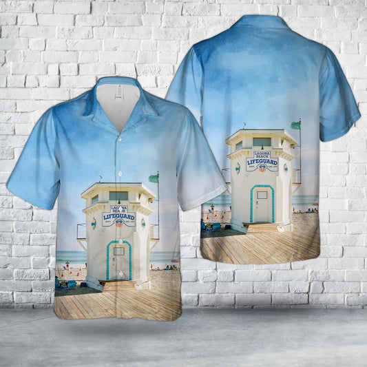 Orange County, California, Laguna Beach Lifeguard Tower Hawaiian Shirt