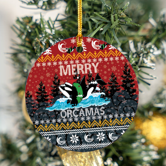 Orca Christmas Ceramic Ornament