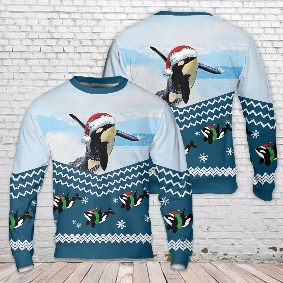 Orcas (Killer Whales) Christmas AOP Sweater