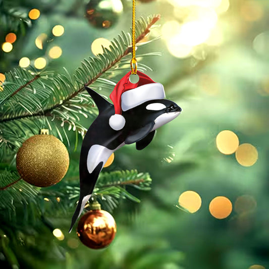 Orcas (Killer Whales) Christmas Custom shape 2-sided acrylic ornament