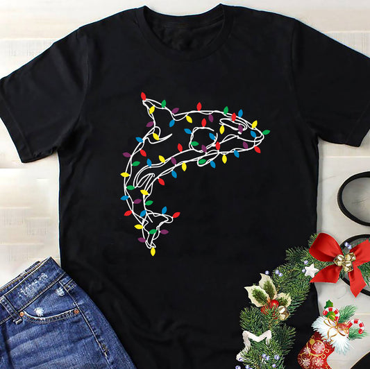 Orcas (Killer Whales) Christmas Lights Classic Unisex T-Shirt Gildan 5000 (Made In US)