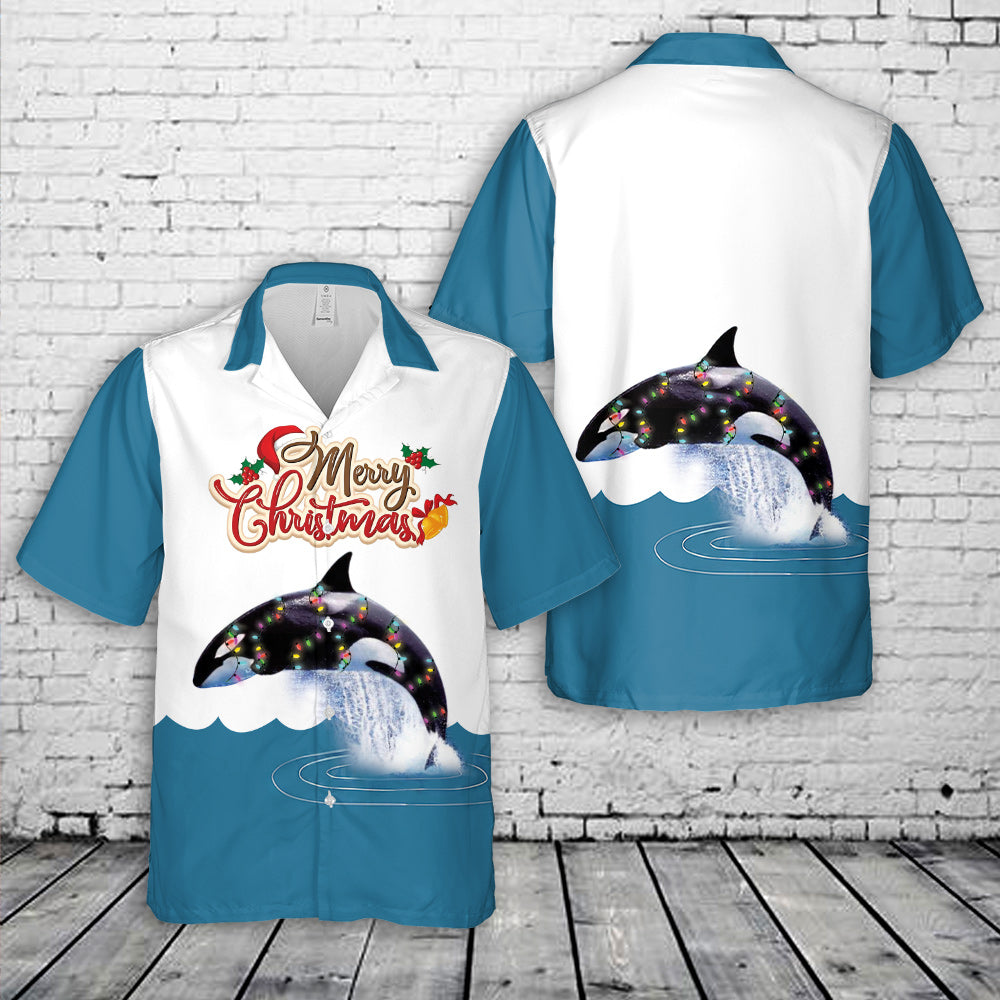 Orcas (Killer whales) Christmas Hawaiian Shirt