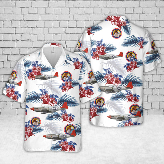 P-51C Mustang, 100th Fighter Squadron, 332nd Fighter Group, Tuskegee Airmen, Italy, 1944 Hawaiian Shirt