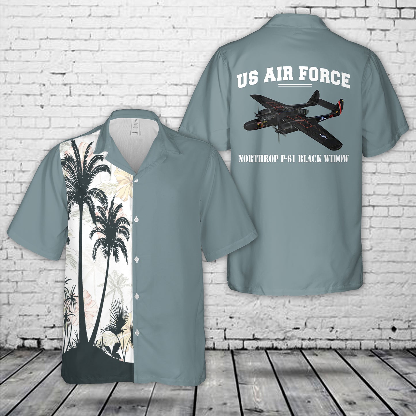 P 61 Black Widow Hawaiian Shirt NLMP2304PL09