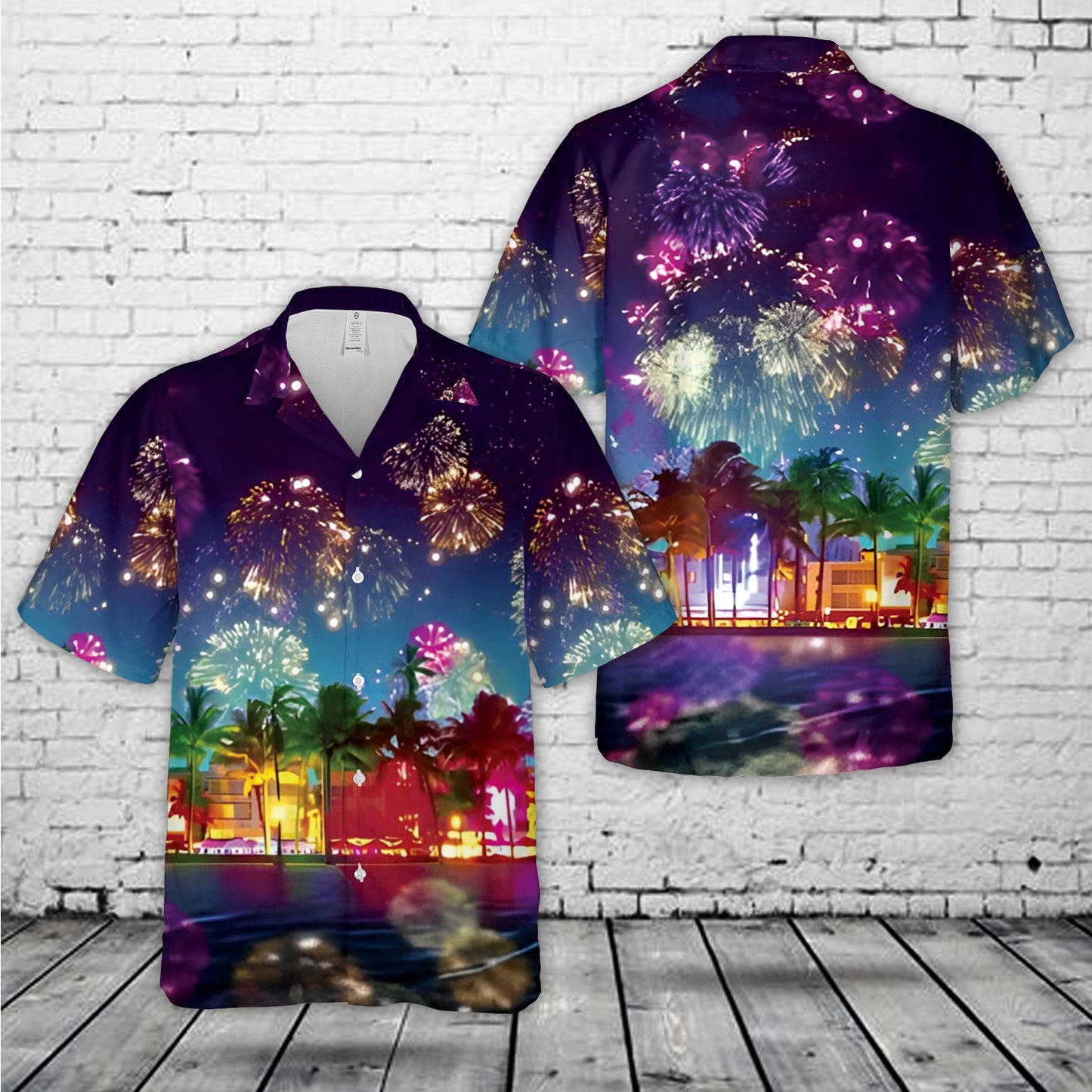 Palm Trees Fireworks, 4th Of July Hawaiian Shirt