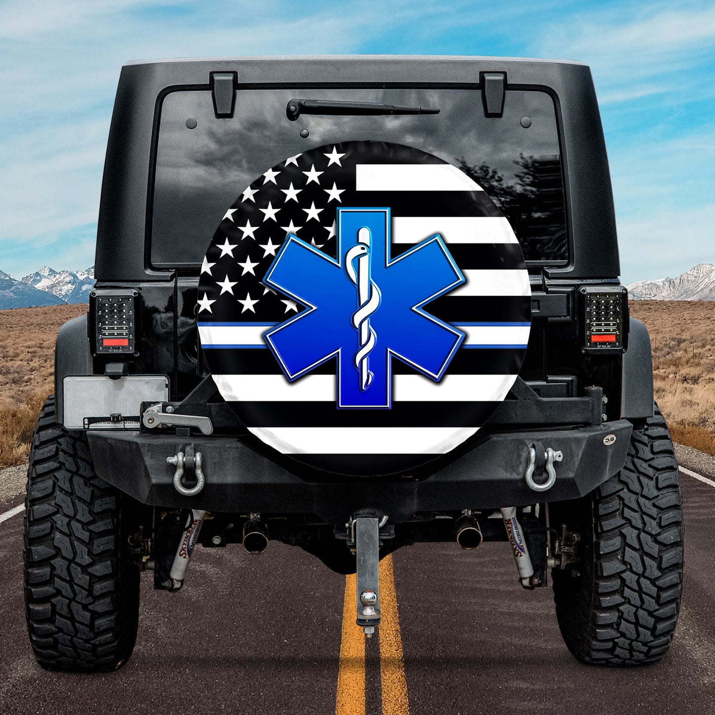 Paramedic Emt Thin White Line Spare Tire Cover